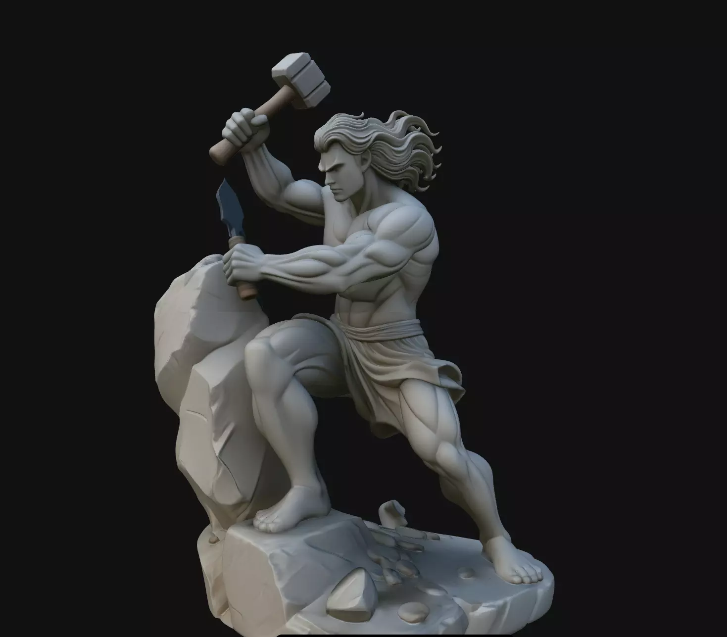 Mounted Warrior Horse Battle Sculpture Statue STL 3D print model