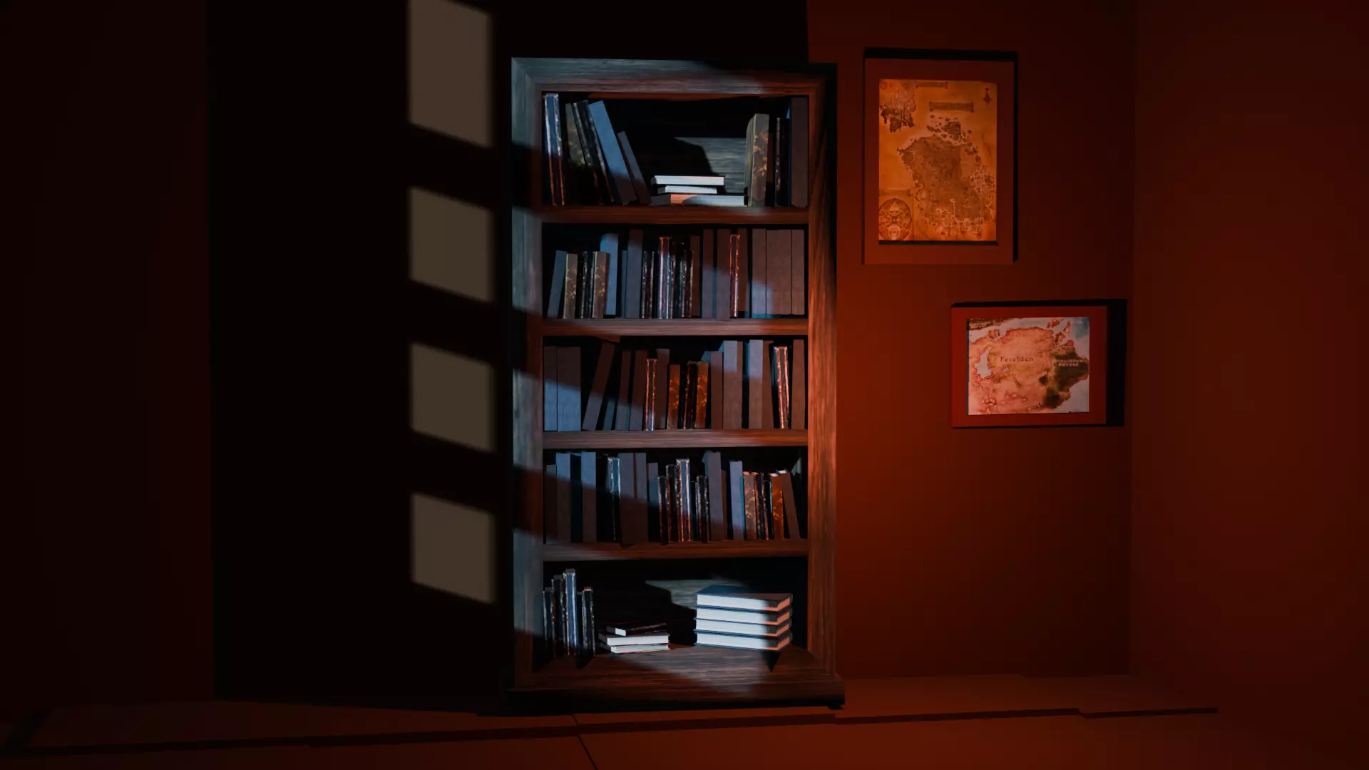 Bookcase and books Free low-poly 3D model