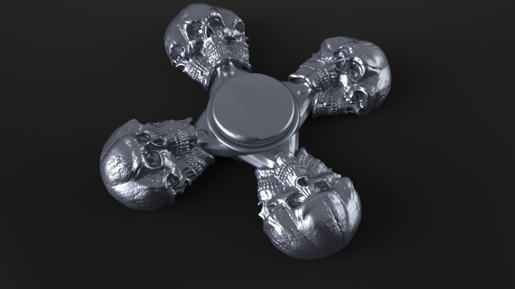 Premium spinner Skull 4-arm 3D print model_7