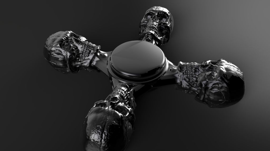 Premium spinner Skull 4-arm 3D print model_3