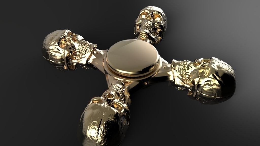 Premium spinner Skull 4-arm 3D print model_1