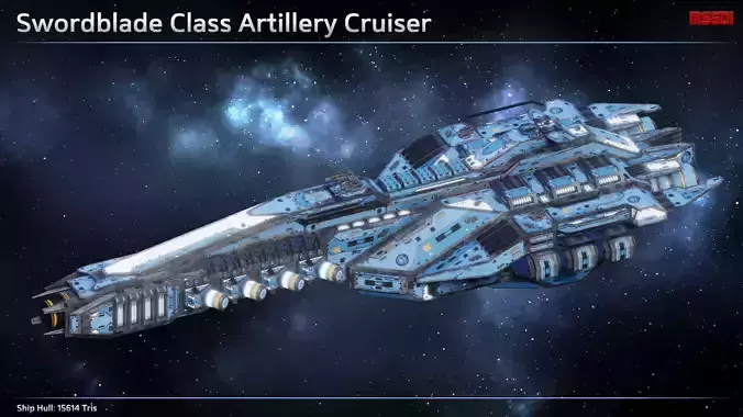 Spaceship Artillery Cruiser Swordblade Low-poly 3D model