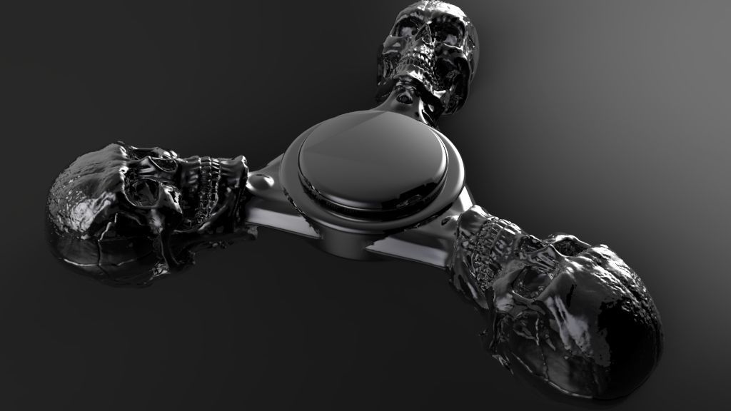 Premium spinner Skull 3-arm 3D print model_3