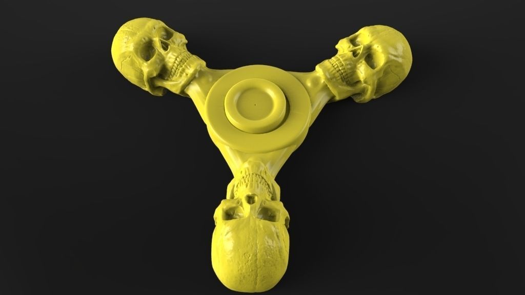Premium spinner Skull 3-arm 3D print model_9
