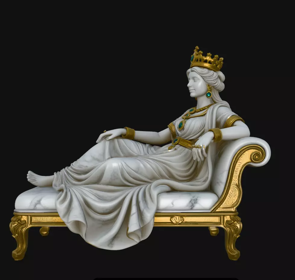 Reclining Queen Couch Classical Sculpture Statue STL 3D print model