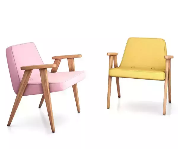 366 concept Armchair LOFT Mustard and VELVET Pink 3D model