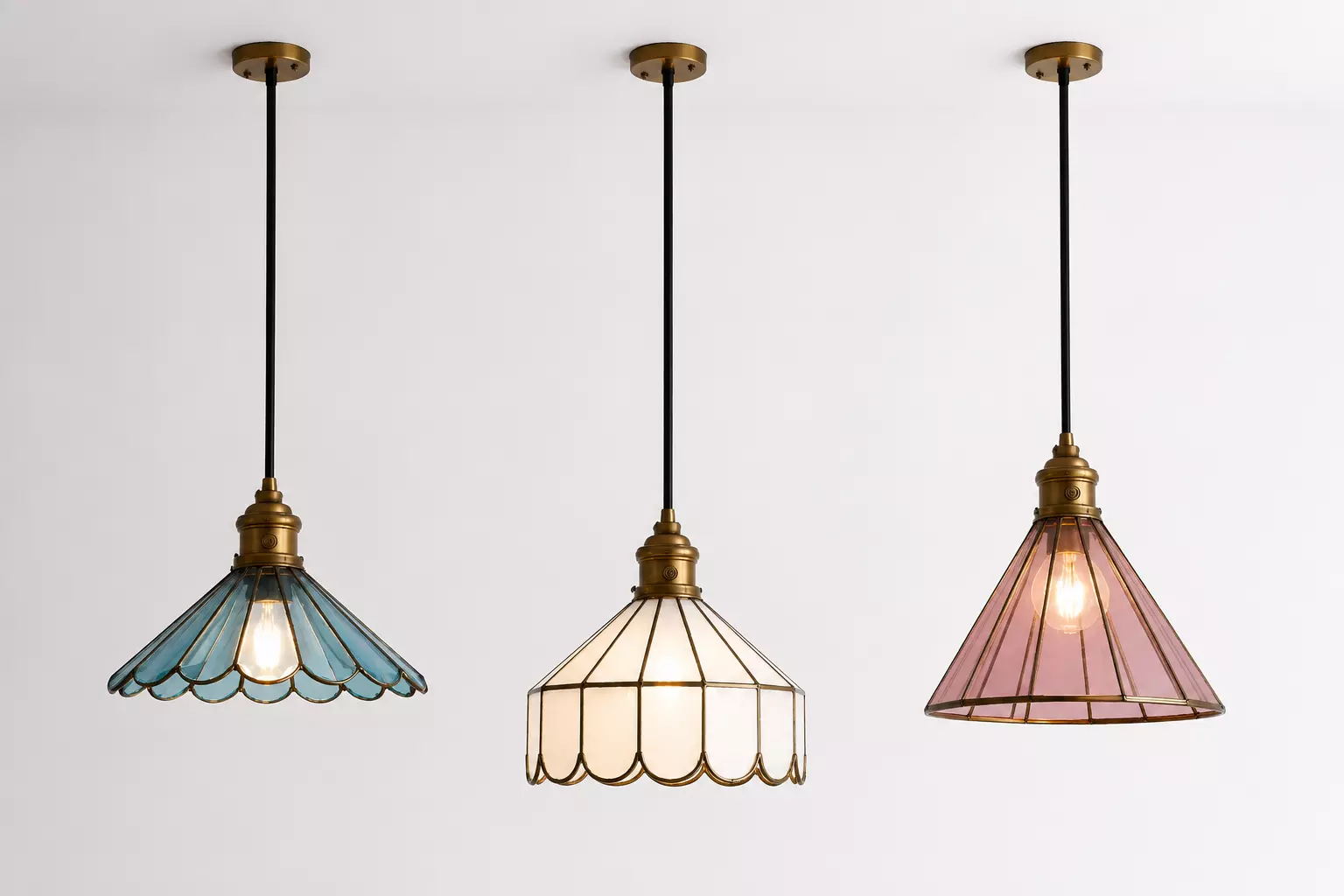 Vintage Stained Glass Pendant Light Collection 3D model
