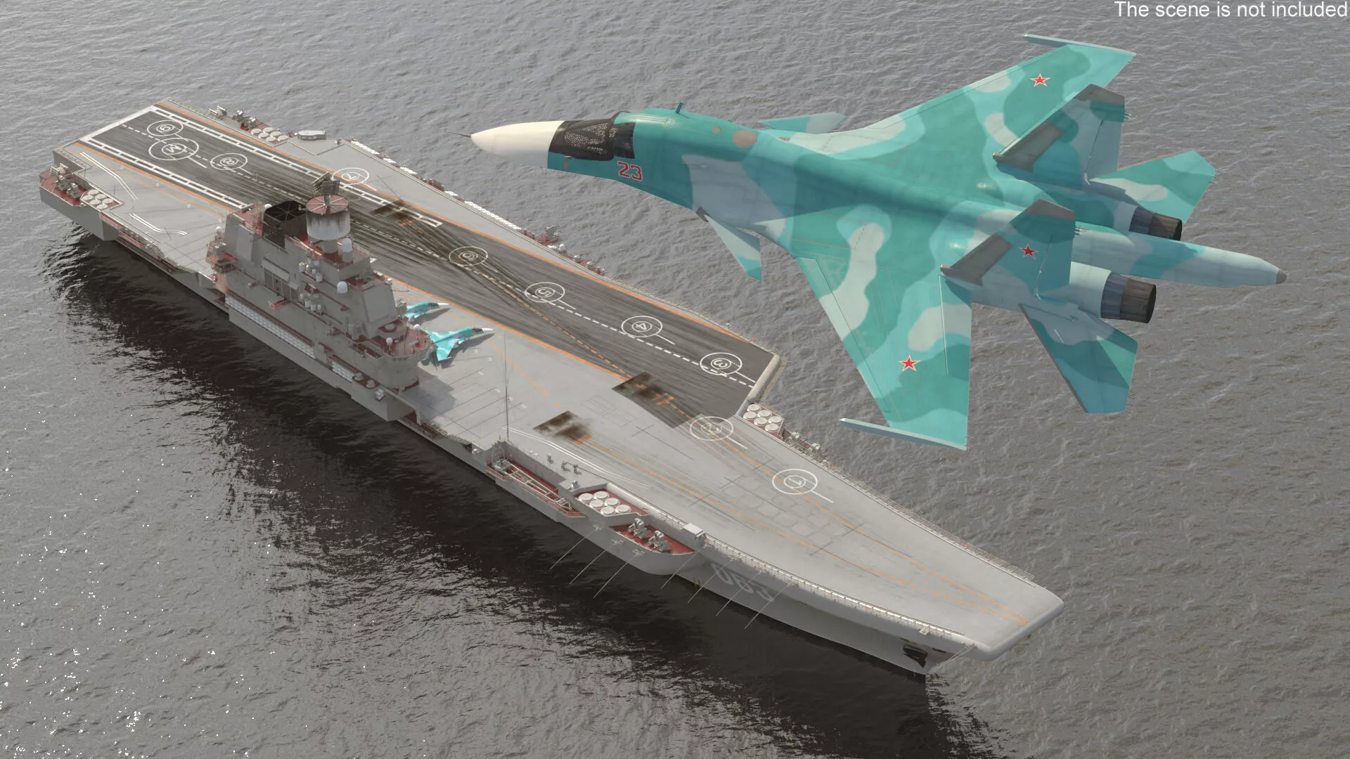 Russian Aircraft Carrier Kuznetsov with Jet Rigged 3D model