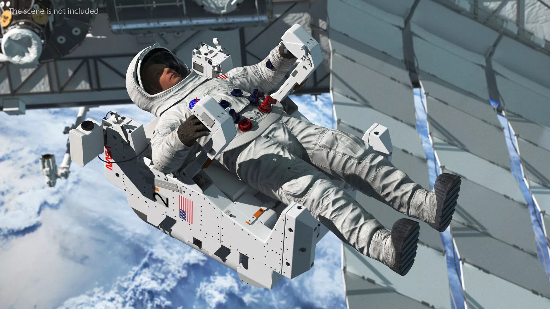 NASA Astronaut in Spacesuit A7L with Jetpack Rigged 3D model