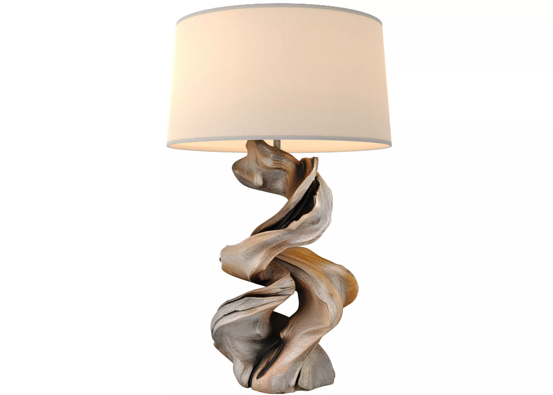 Table Lamp Natural Wood Light Driftwood Scandinavian Style 3D model