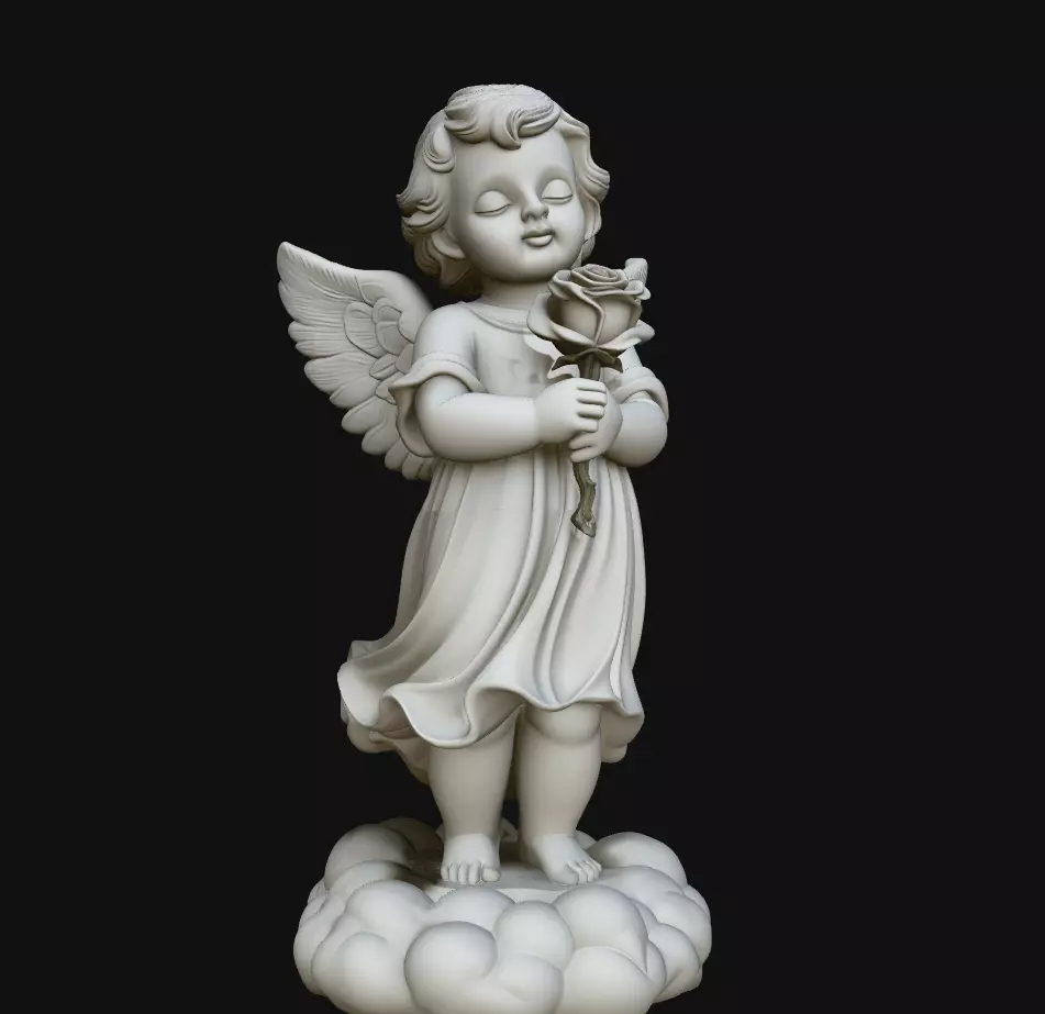 Standing Cherub Angel Prayer Sculpture Statue STL 3D print model