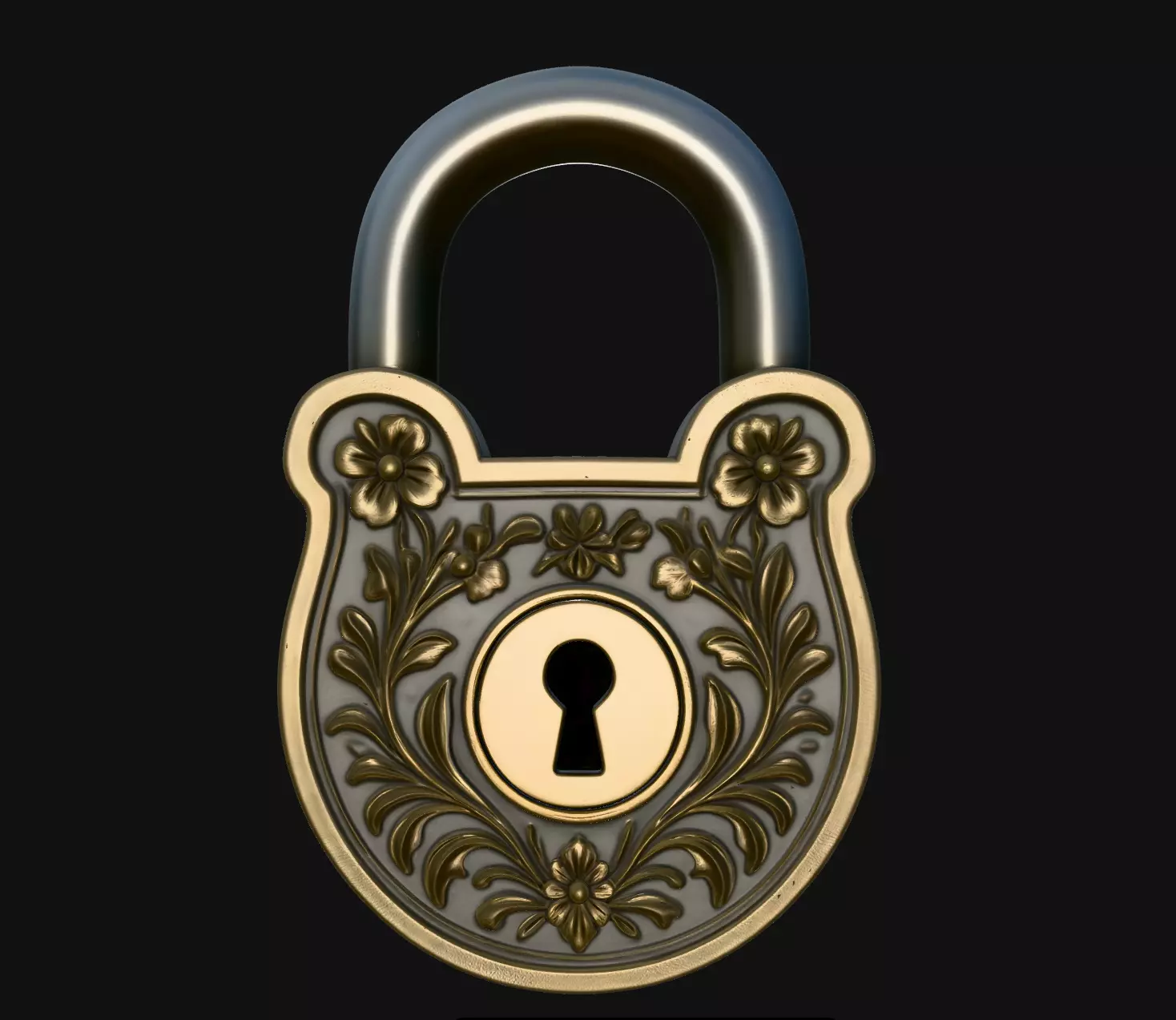 Vintage Padlock Keyhole Decorative Sculpture STL 3D print model