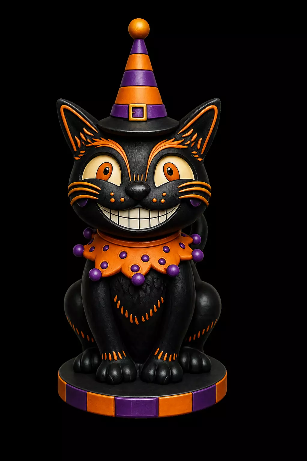Halloween Kitty Wearing Witch Hat 3D print model