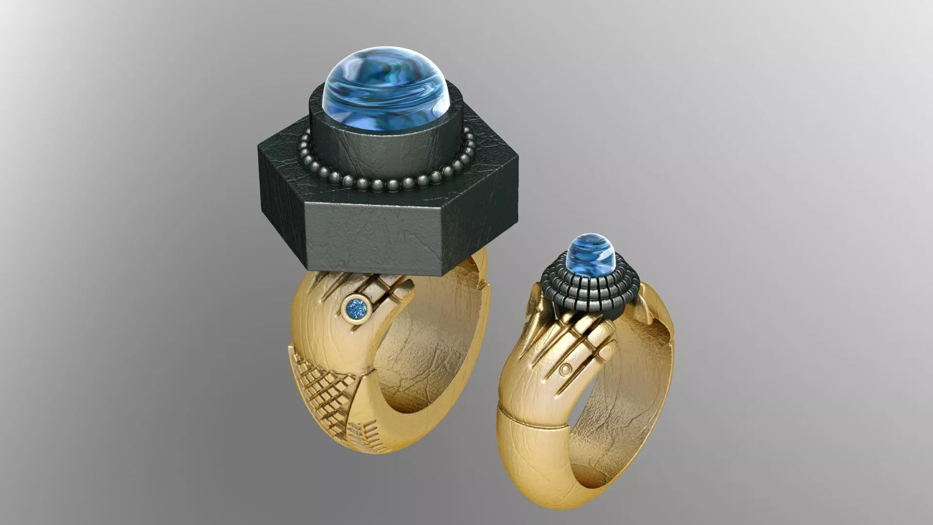 hands holding the stone part 2pieces 3D print model