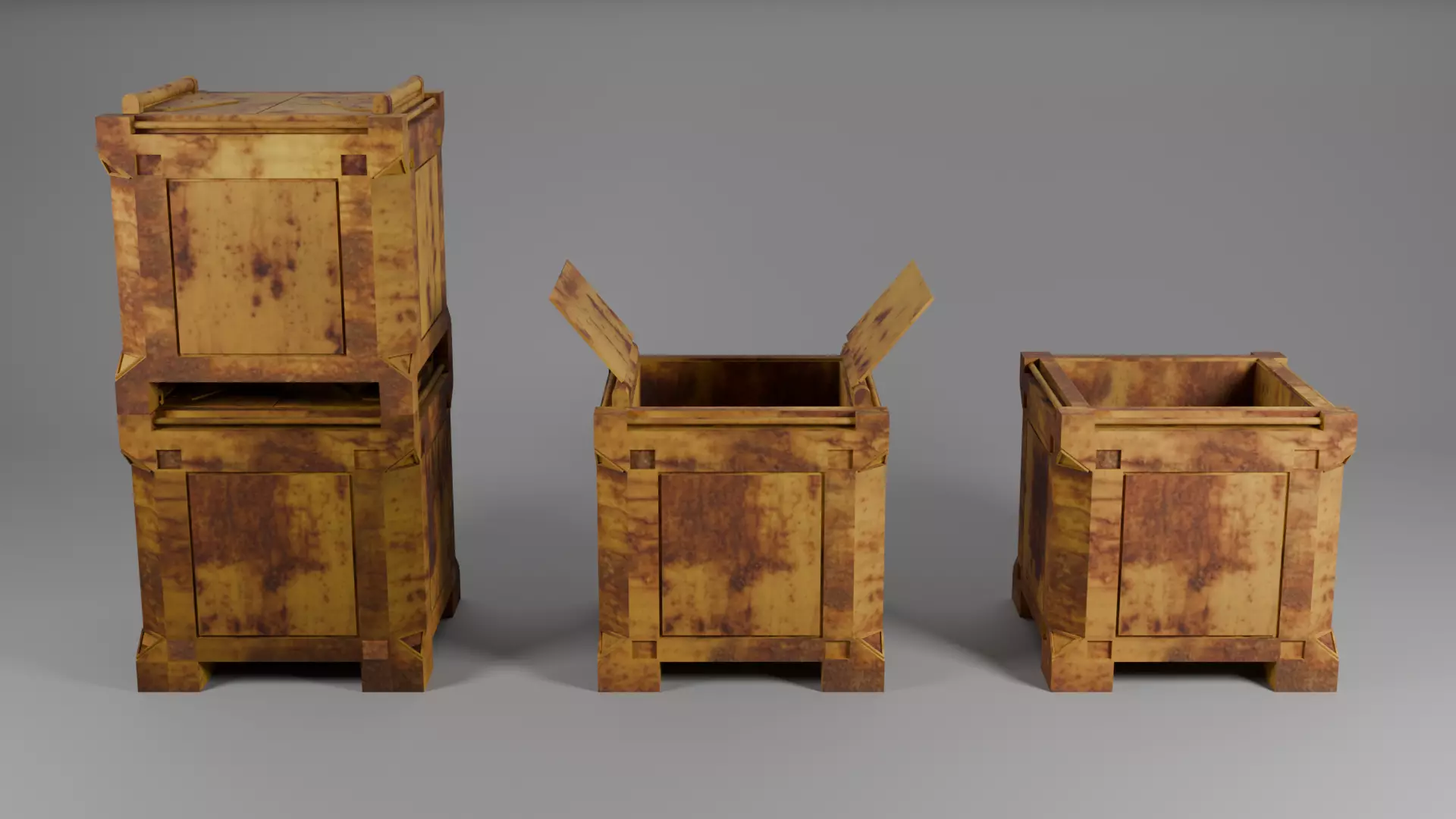 Low Poly Sci-Fi Cargo Crates Pack-4 Variations 3D model