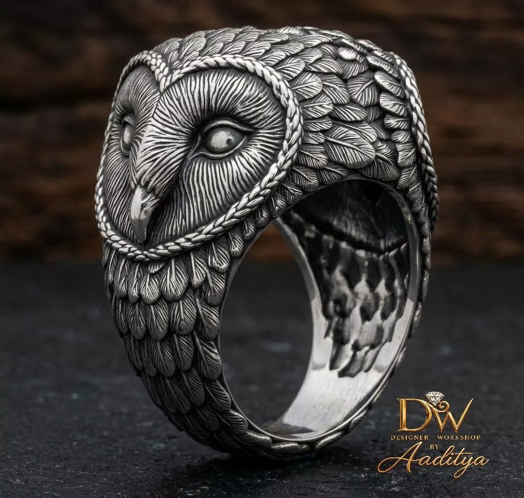 Owl Face Signet Ring 3D print model