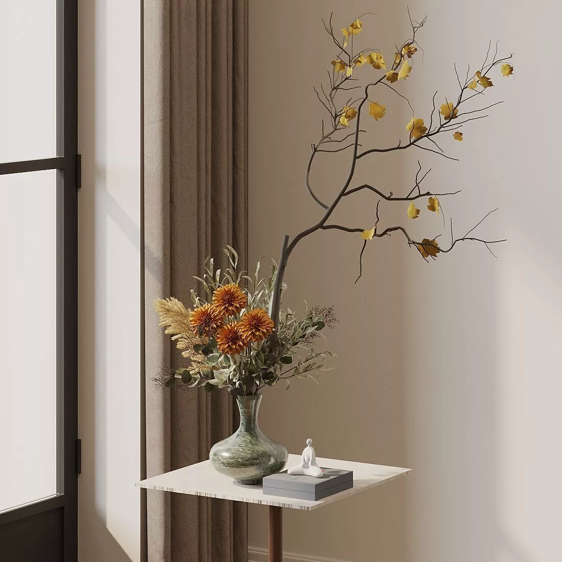 Wabi - sabi - style dried flower arrangement 3D model