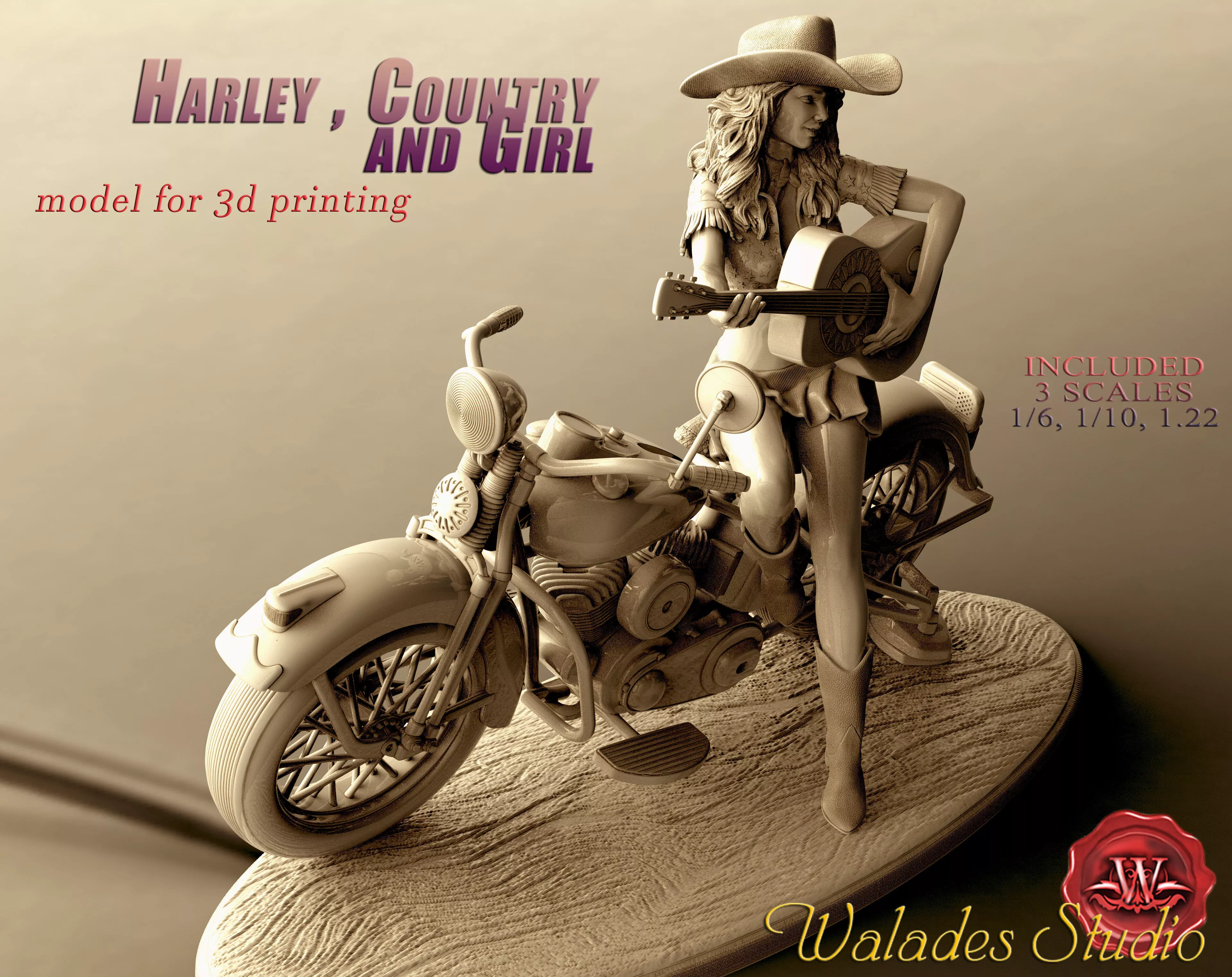 Harley Country and Girl 3D print model