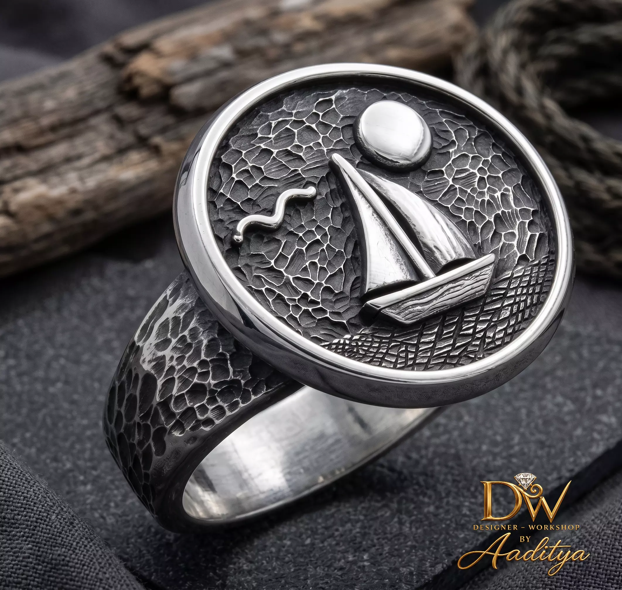 Sailboat Signet Ring 3D print model