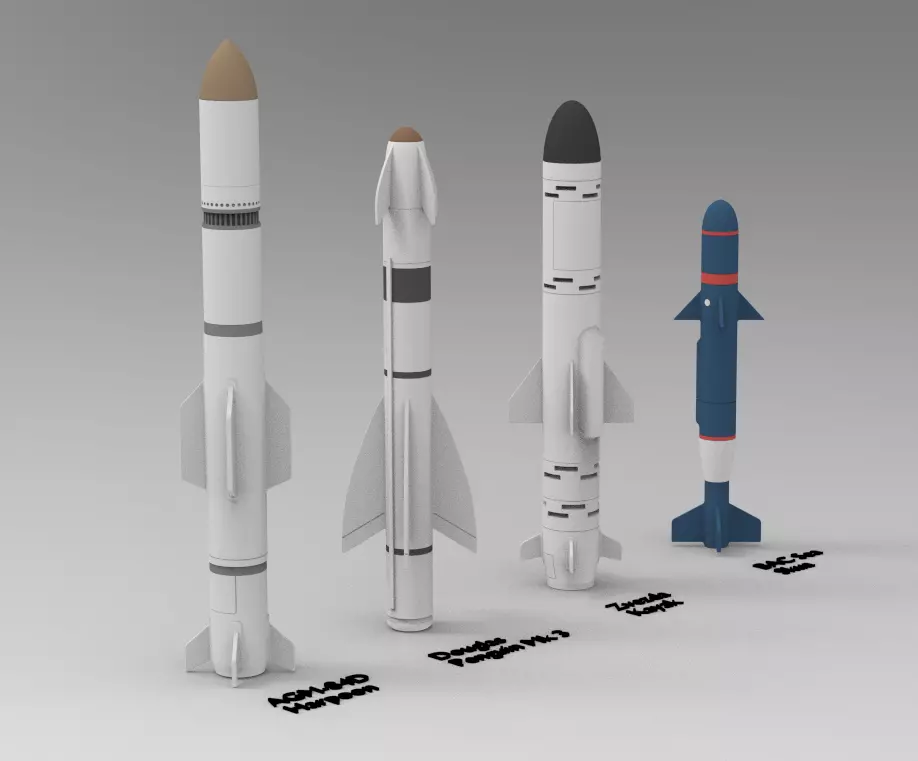 Zvezda Kayak BAC Sea Skua Military Missile Miniature Set 3D print model
