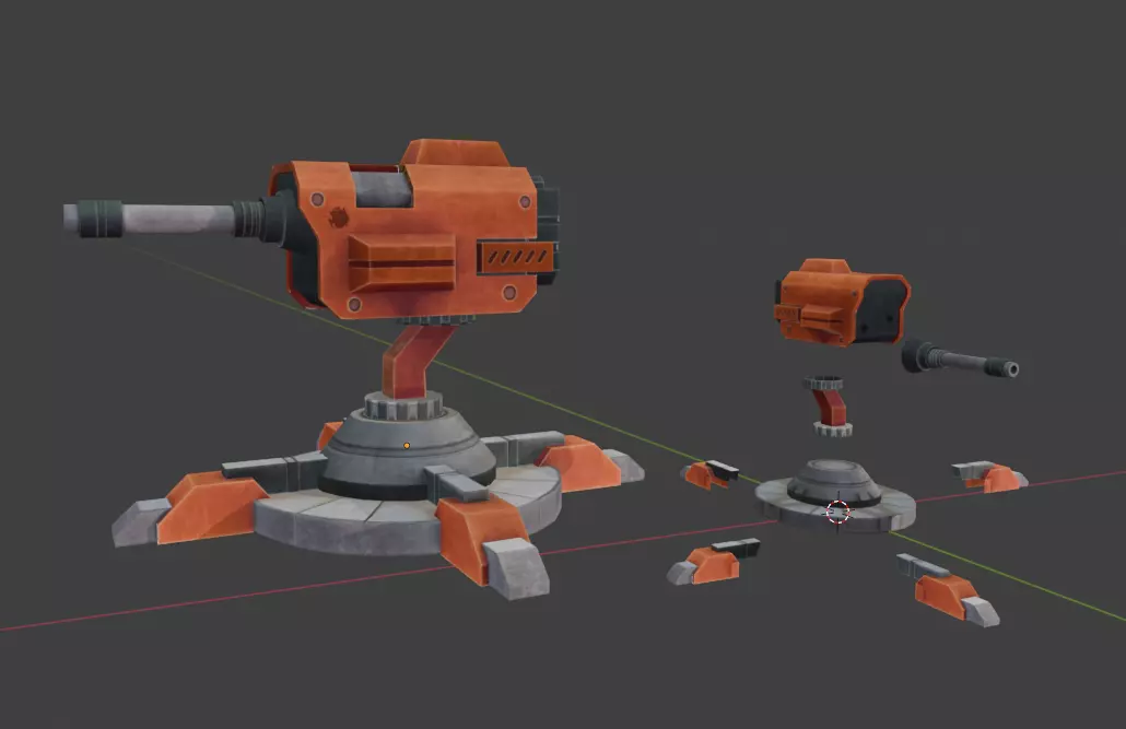 Sci-Fi Turret Gun Print Model Modular Split 3D print model