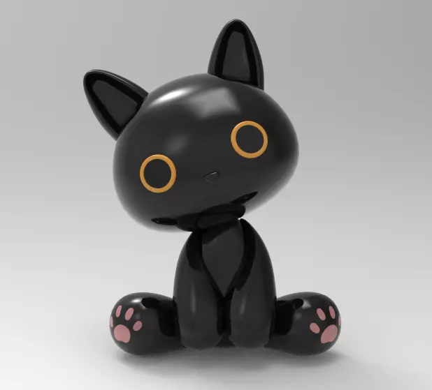 Kawaii Sitting Black Cat Miniature STL for FDM Resin 3D print model