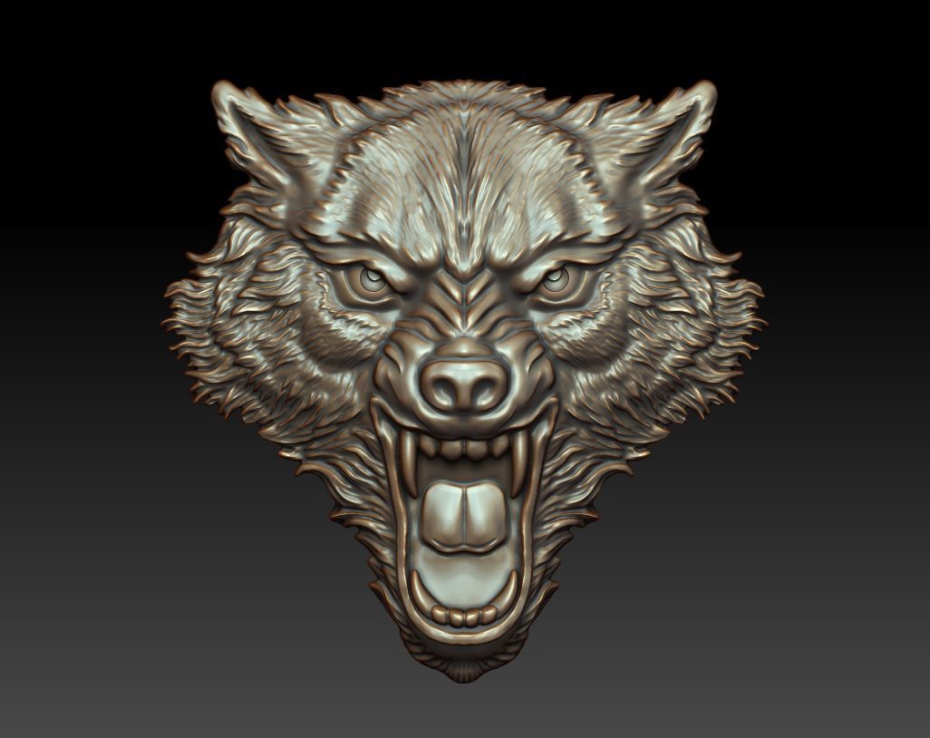 Wolf head 3D print model_7