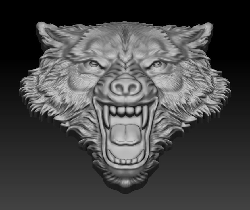 Wolf head 3D print model_12