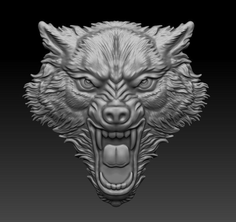 Wolf head 3D print model_11