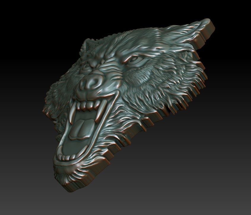 Wolf head 3D print model_2