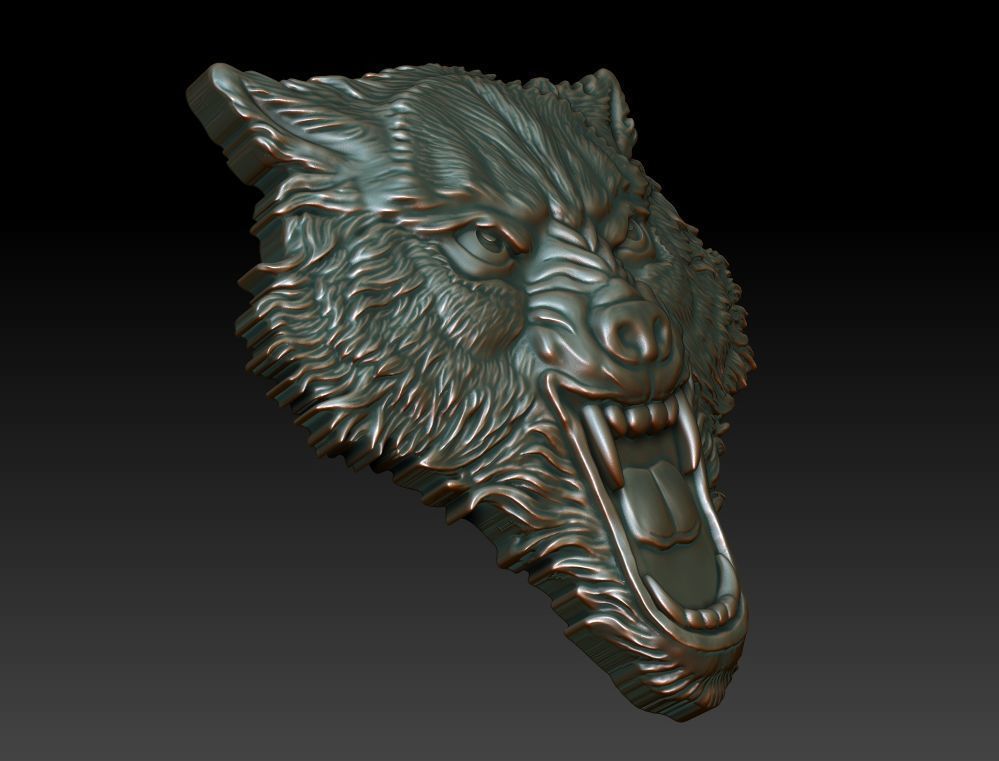 Wolf head 3D print model_1