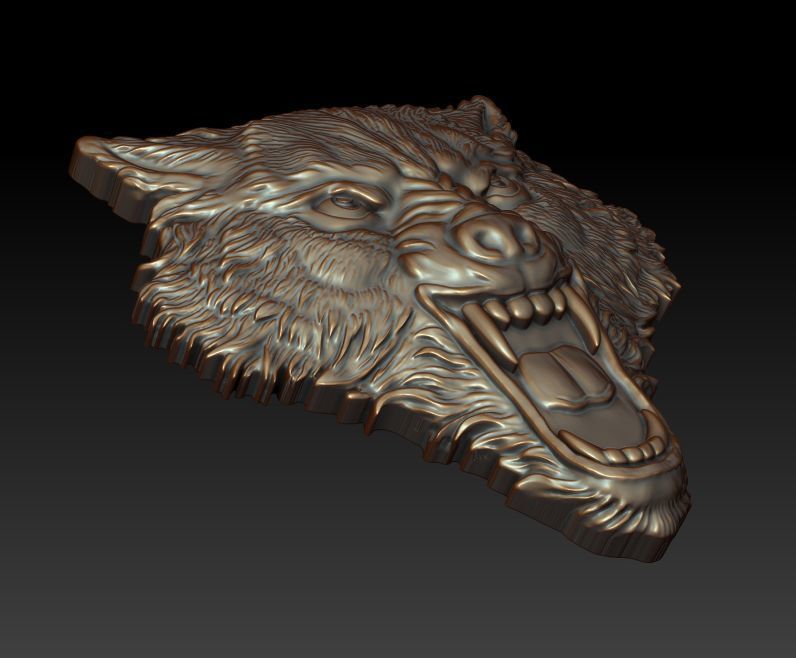 Wolf head 3D print model_9