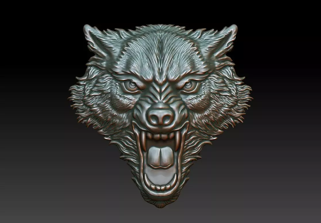 Wolf head 3D print model_0