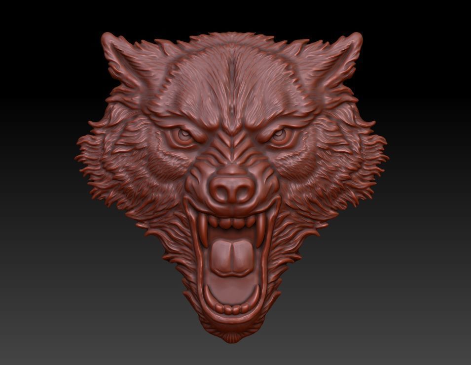 Wolf head 3D print model_13