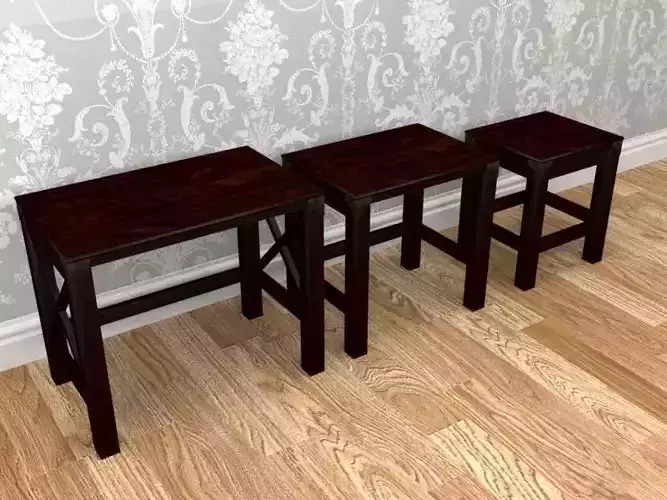 Laura Ashley Balmoral Chestnut Nest of 3 Tables 3D model