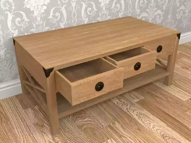 Laura Ashley Balmoral Chestnut 3 Drawer Coffee Table 3D model