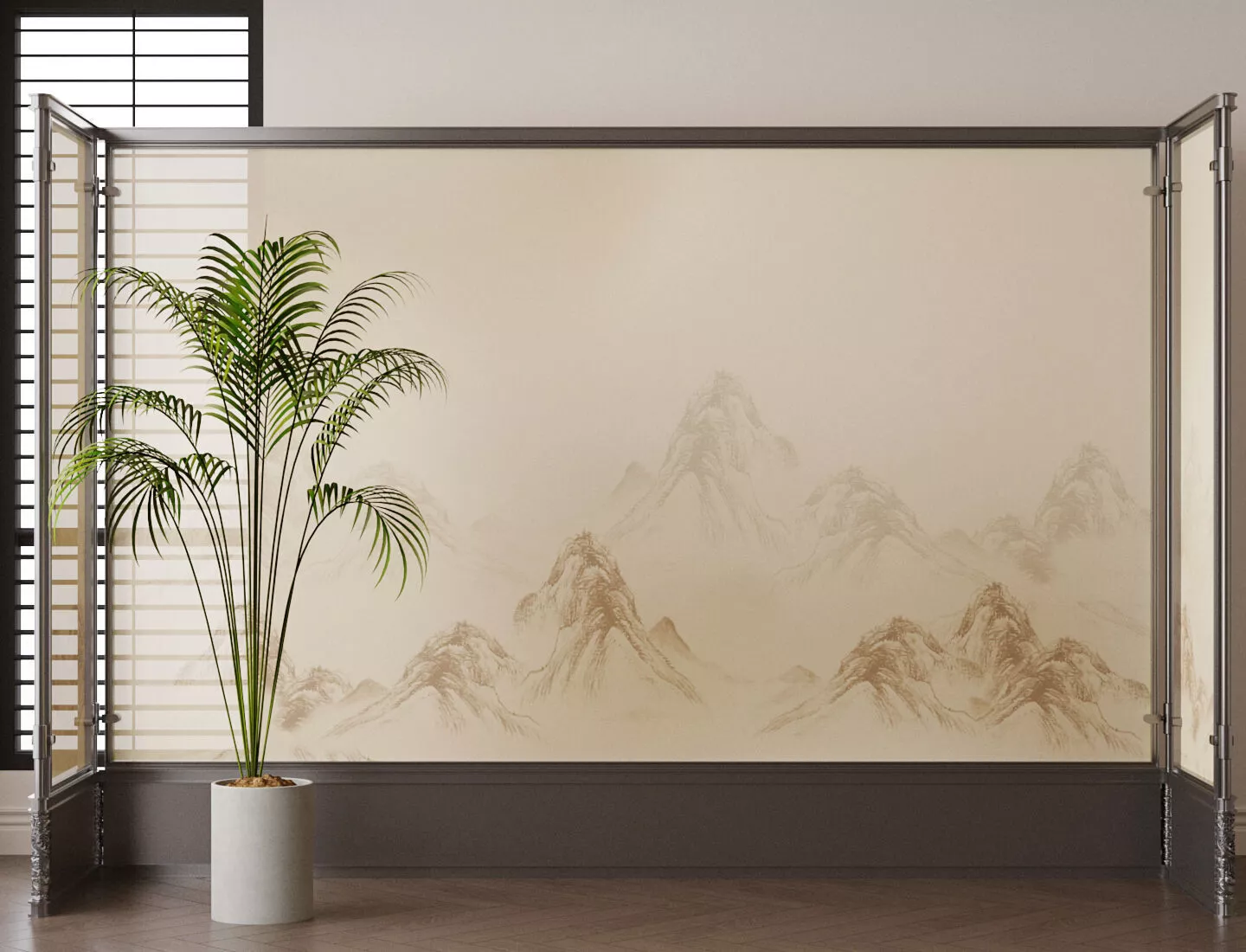 Room Divider Decorative Screen Folding Screen Wabi-sabi Divider 3D model