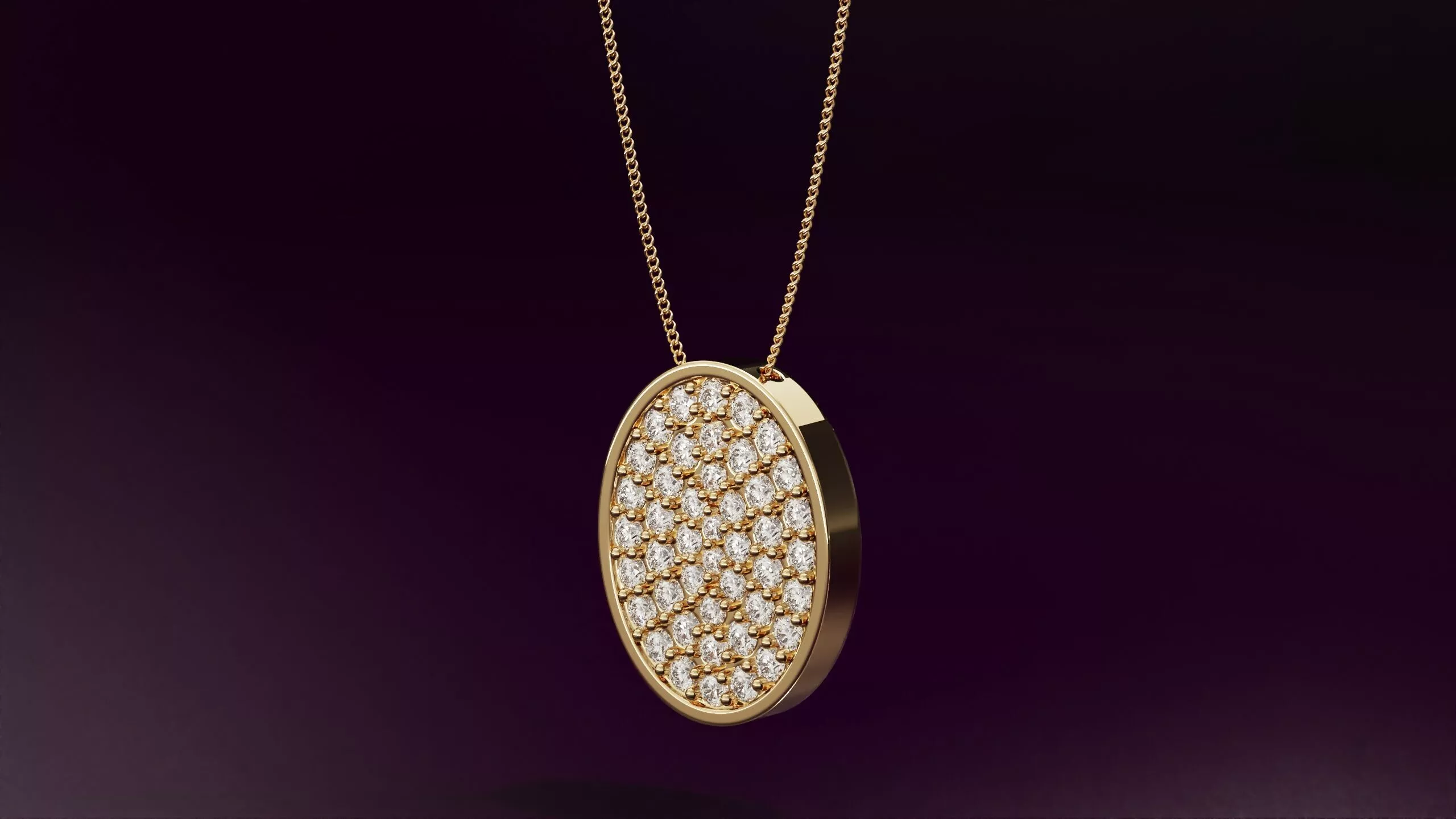 Ellipse pendant with round diamonds N02 10mm 3D print model
