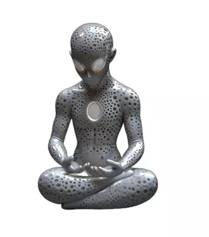 Meditating Alien Statue Voronoi 3D print model