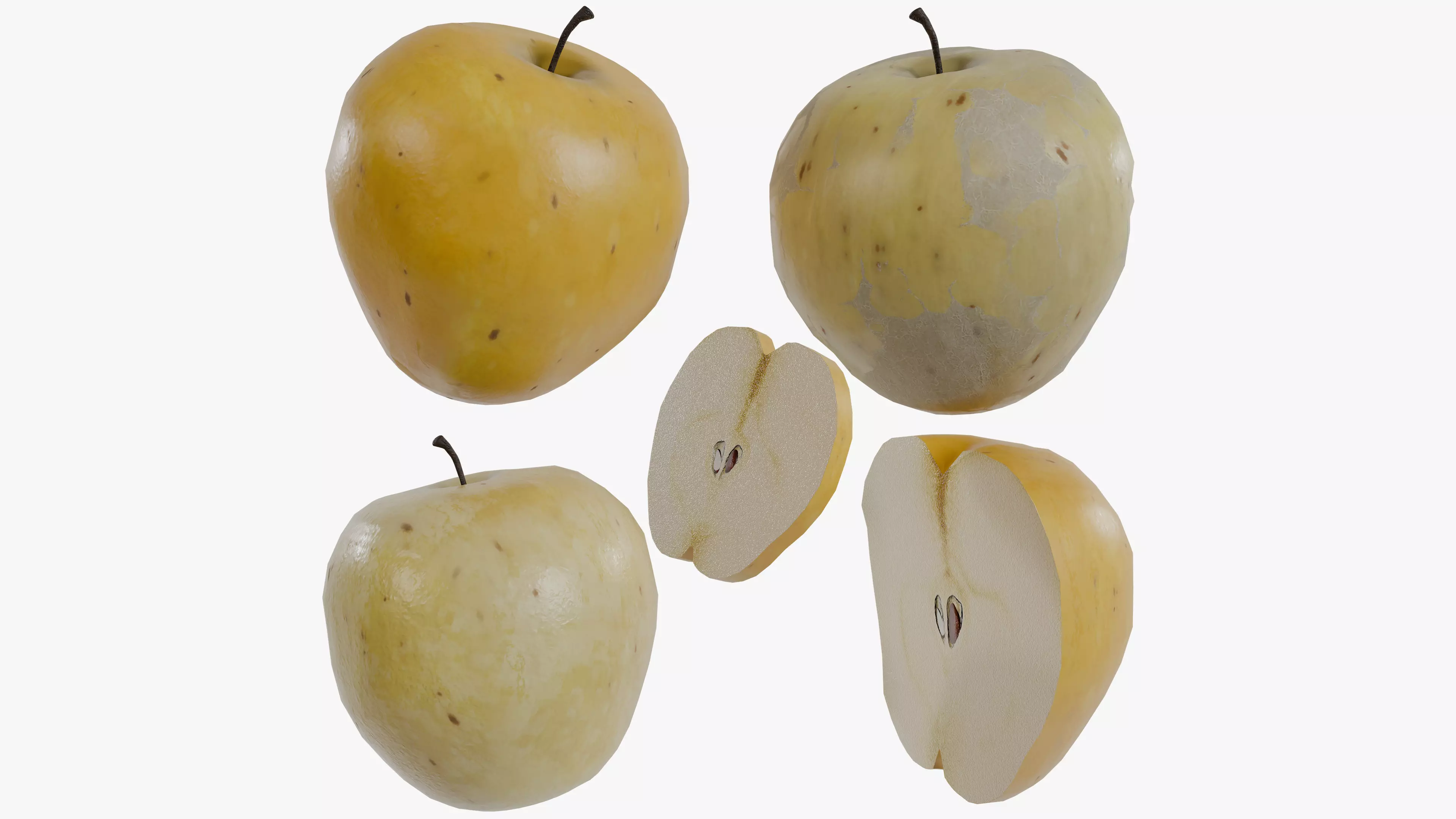 Yellow Apple Low-poly 3D model