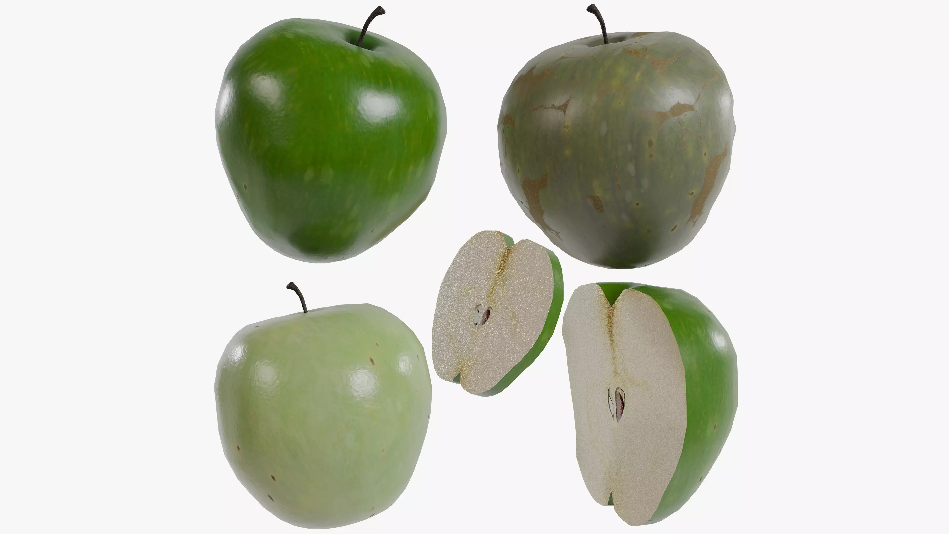 Green Apple Low-poly 3D model
