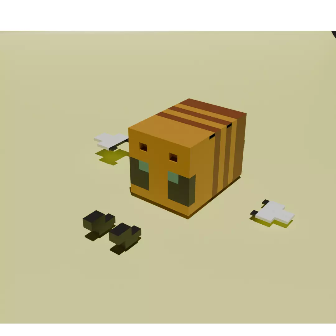 Stylized Minecraft Bee - Modular Voxel Assembly 3D print model