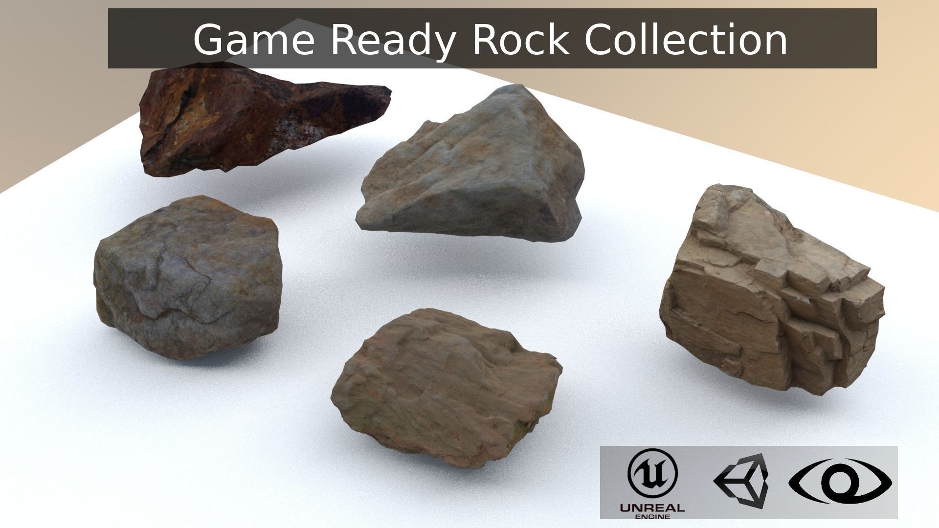 Game Ready Rock Collection Nr 1 Low-poly 3D model_0