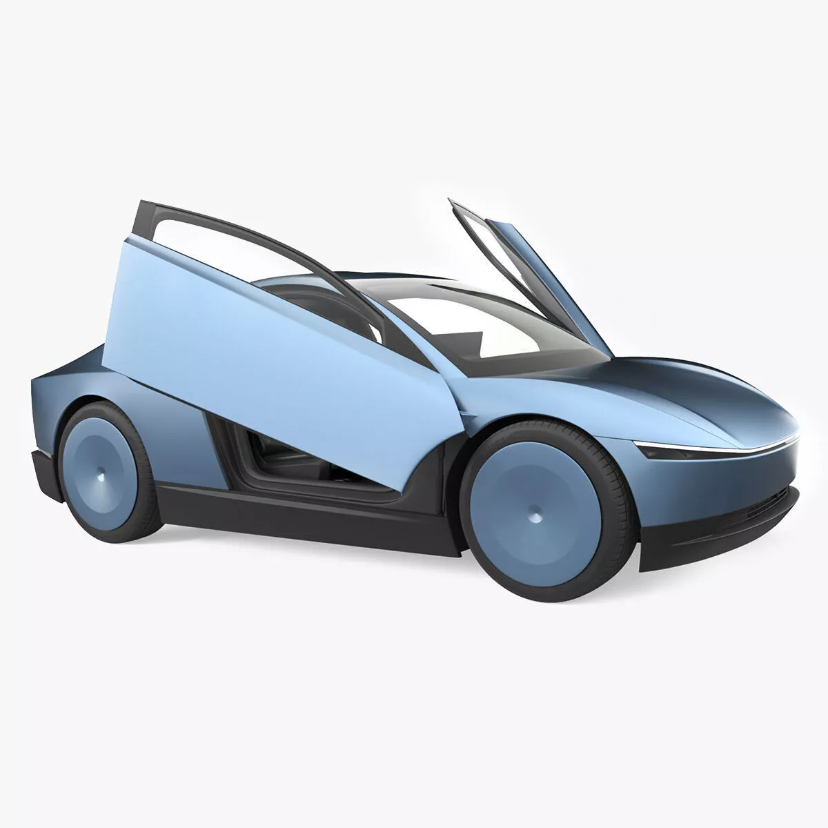 Electric Coupe Vehicle Blue Rigged for Cinema 4D 3D model