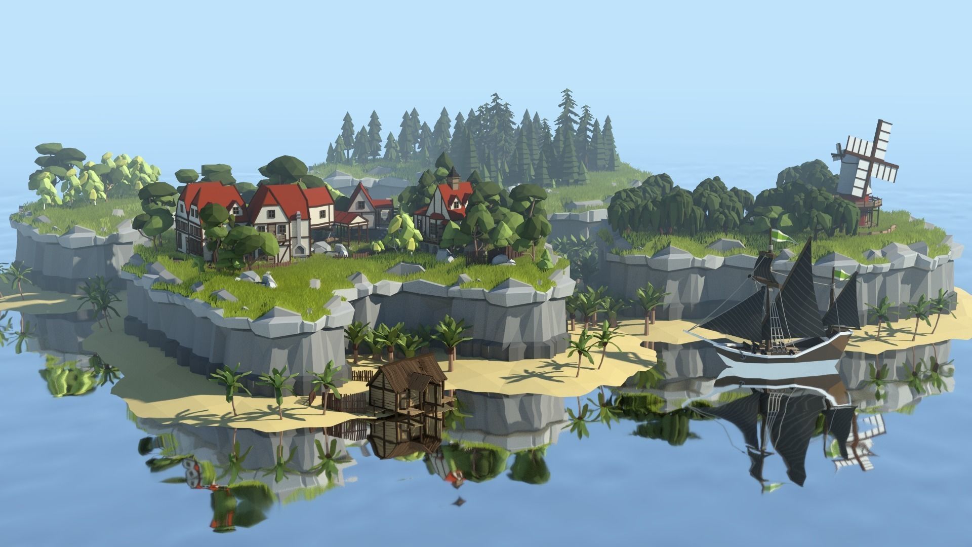 Low Poly Cliff Pack Free low-poly 3D model_1