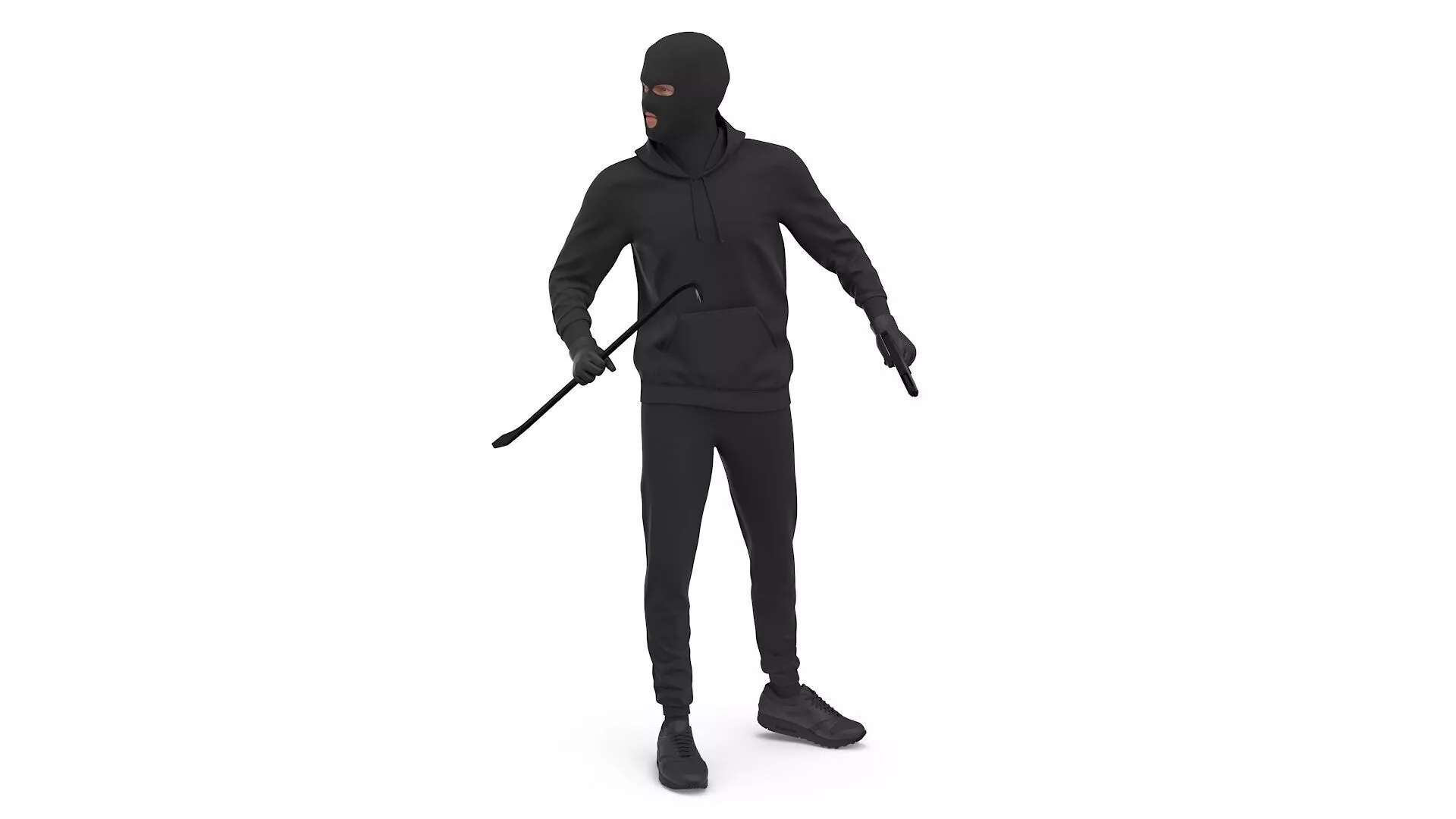 Thief Character Wearing Mask Rigged 3D model