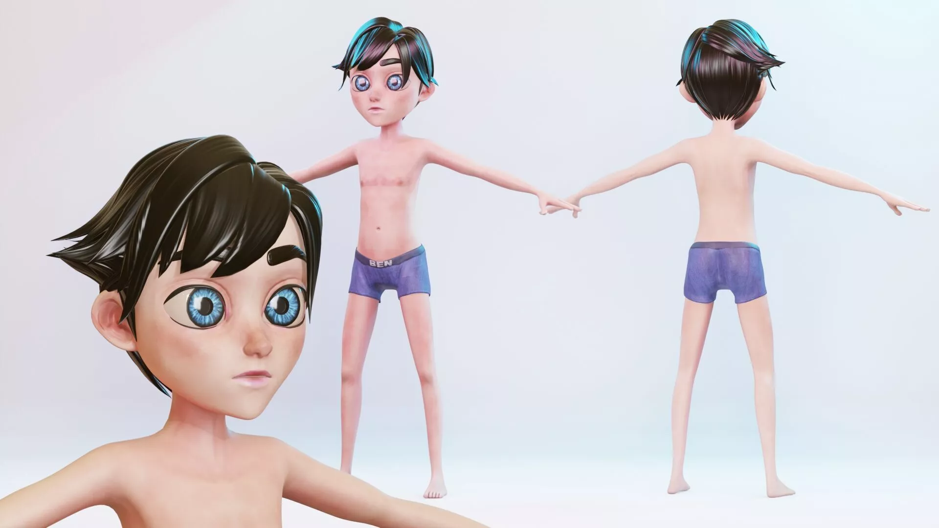 Stylized Cartoon Kid Boy Rigged Base Mesh 3D Character Low-poly 3D model