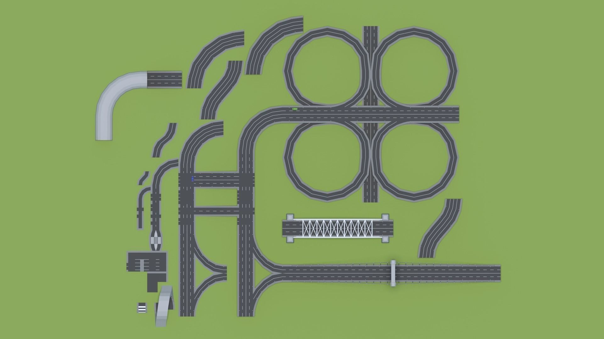 Low Poly Road Pack Free low-poly 3D model_6