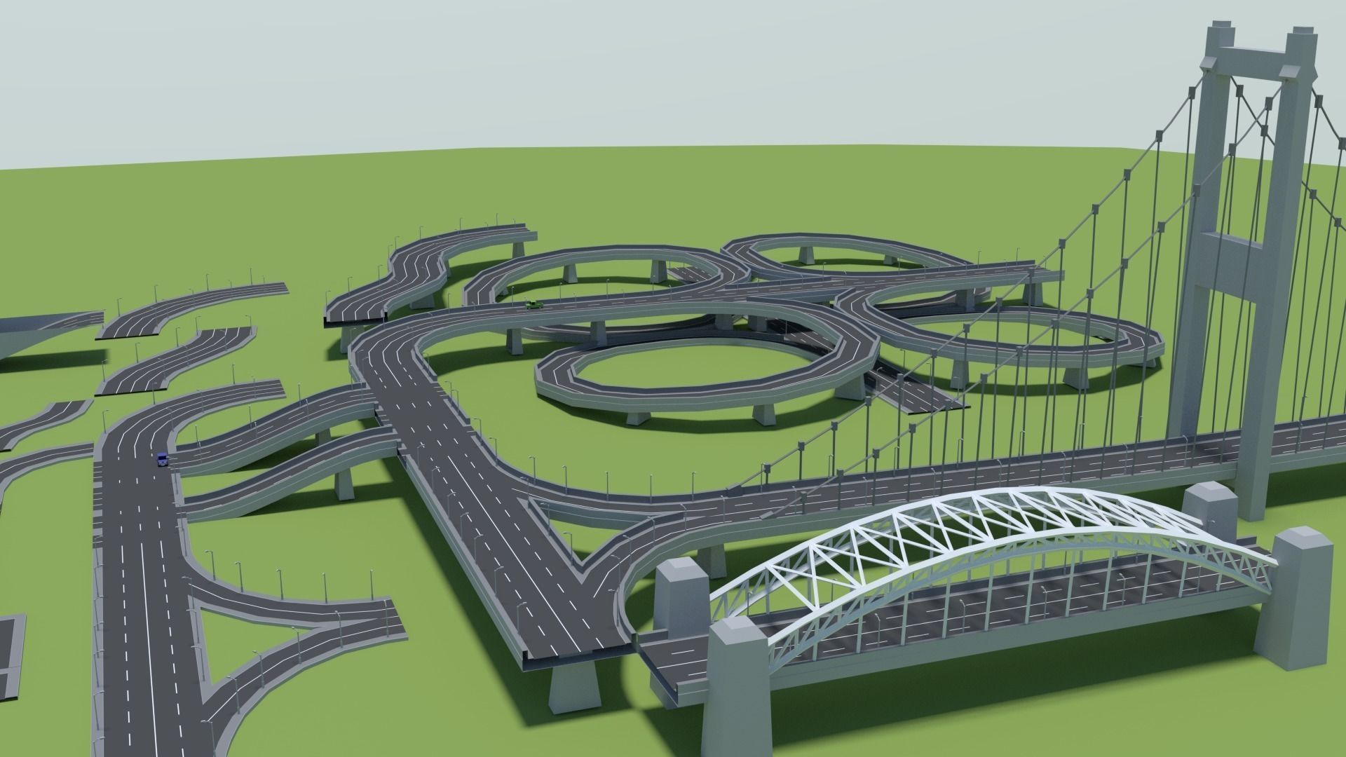 Low Poly Road Pack Free low-poly 3D model_5