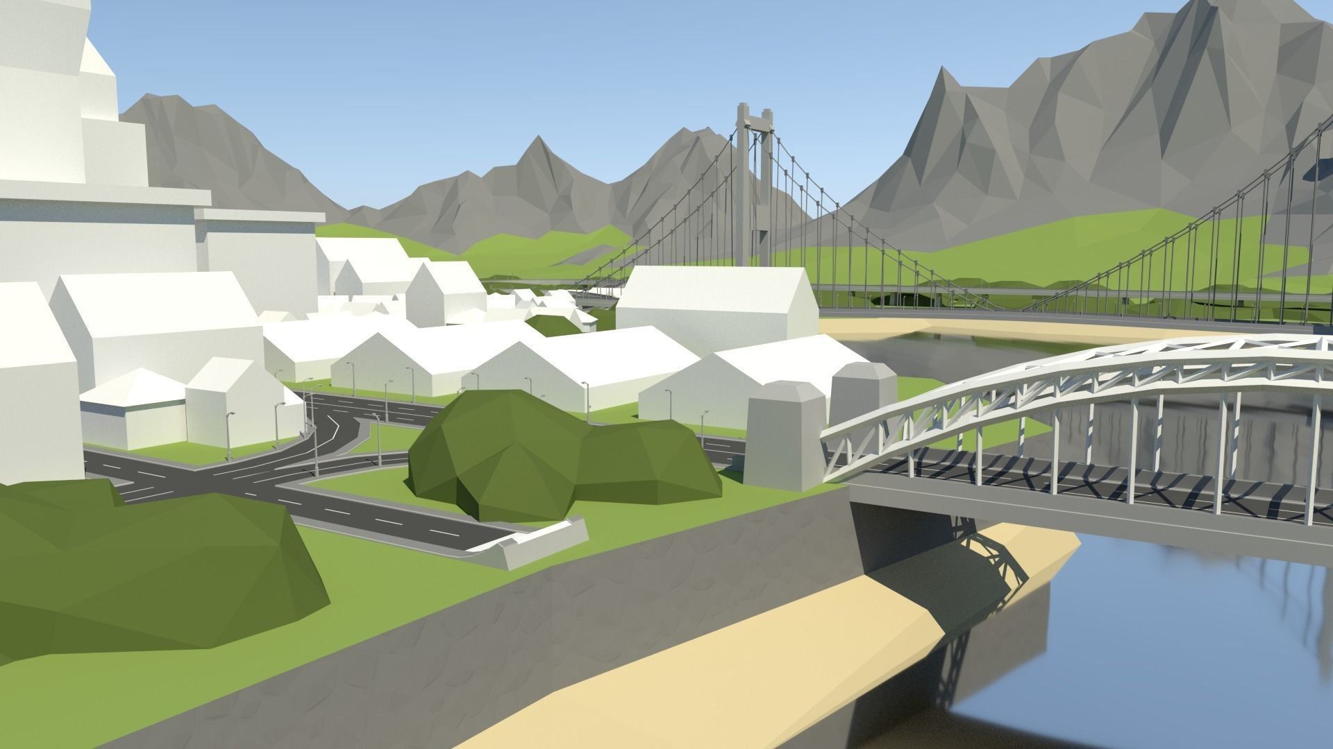 Low Poly Road Pack Free low-poly 3D model_4